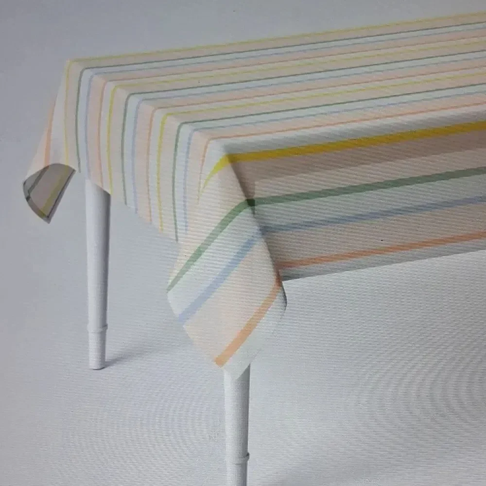 Room Essentials Pastel Striped Tablecloth in White, Yellow, Green, Blue, Orange
